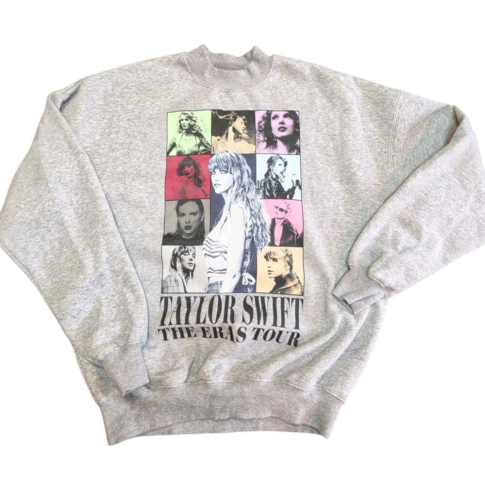 Taylor Swift Official The Eras Tour Crewneck Sweatshirt Size XS Gray Adult